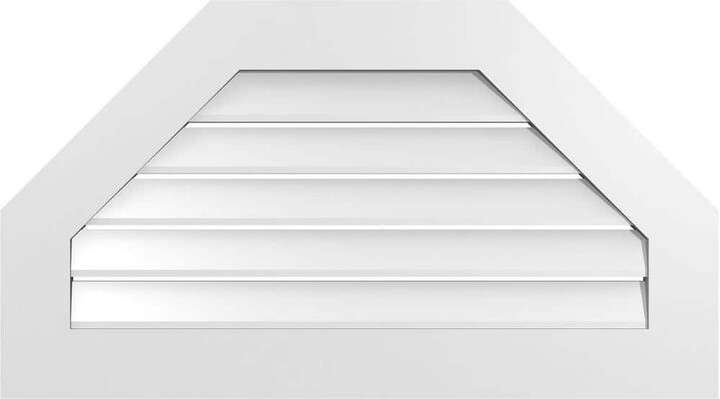36 in. x 20 in. Octagonal Top Surface Mount PVC Gable Vent: Functional with Standard Frame