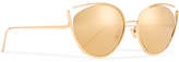 Thumbnail for your product : Linda Farrow Cat-eye Gold-plated Sunglasses