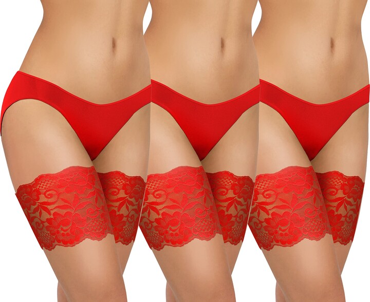 Sesto Senso 3 Pack Sexy Lace Thigh Bands Anti-Chafing 4 Strips of Silicone  Red 55-60 S 8 - ShopStyle Lingerie & Nightwear