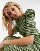 Thumbnail for your product : Topshop cross back midi dress in lime gingham