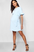 Thumbnail for your product : boohoo Maternity Ruffle Tie Waist Shift Dress