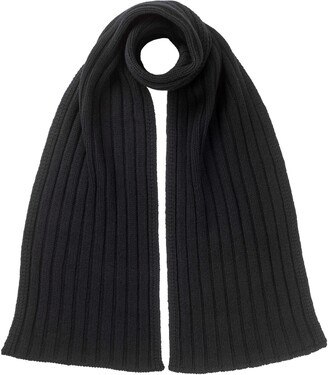 Johnstons of Elgin Chunky Rib Knitted Cashmere Scarf Black