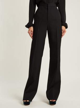 Givenchy High-rise Pleated Flared Wool Trousers - Womens - Black