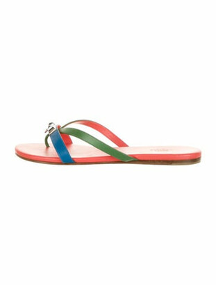 Hermes Corfu Leather Sandals Green - ShopStyle
