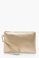 Thumbnail for your product : boohoo Metallic Smooth Pu Zip Top Clutch Bag