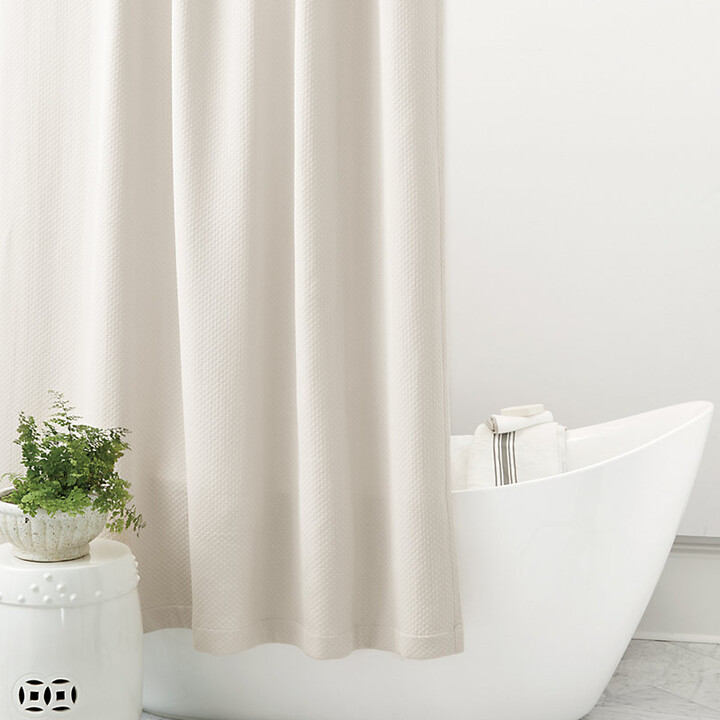 Designer Fabric Shower Curtains, White Matelasse Shower Curtain 84