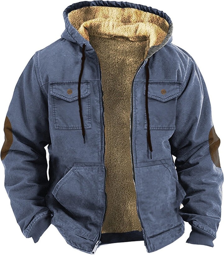 LCMTWX Distressed Jacket for Men Long Black Trench Coat Men Winter
