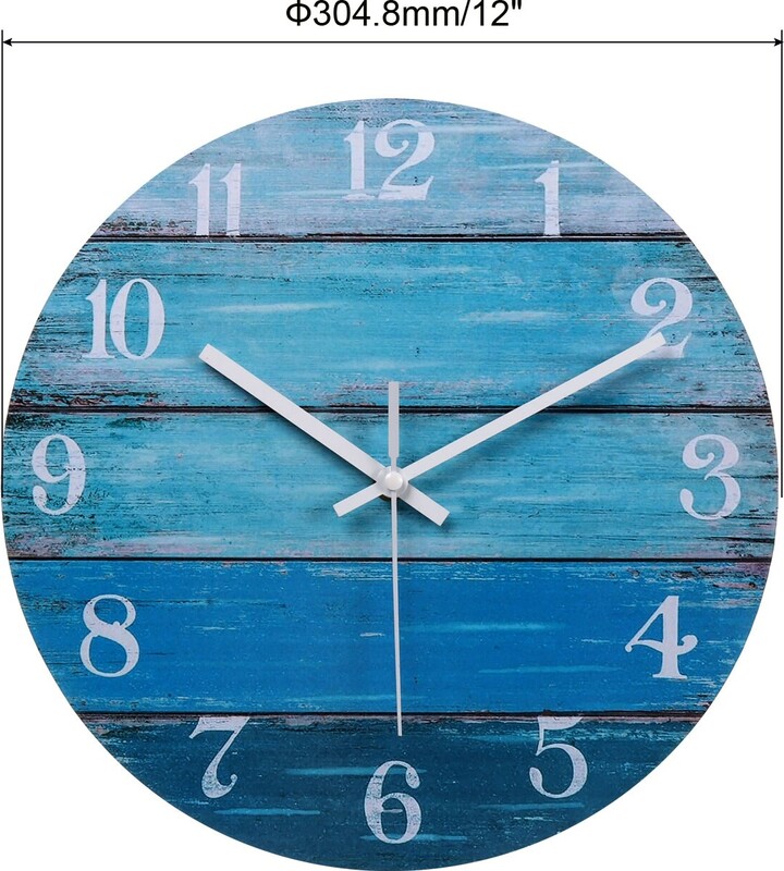 Unique Bargains 12 Inch Wooden Wall Clock, Quartz Silent Retro Style