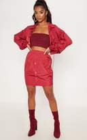 Thumbnail for your product : PrettyLittleThing Petite Burgundy Shell Suit Mini Skirt