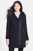 Thumbnail for your product : Calvin Klein Hooded Asymmetric Zip Bouclé Coat