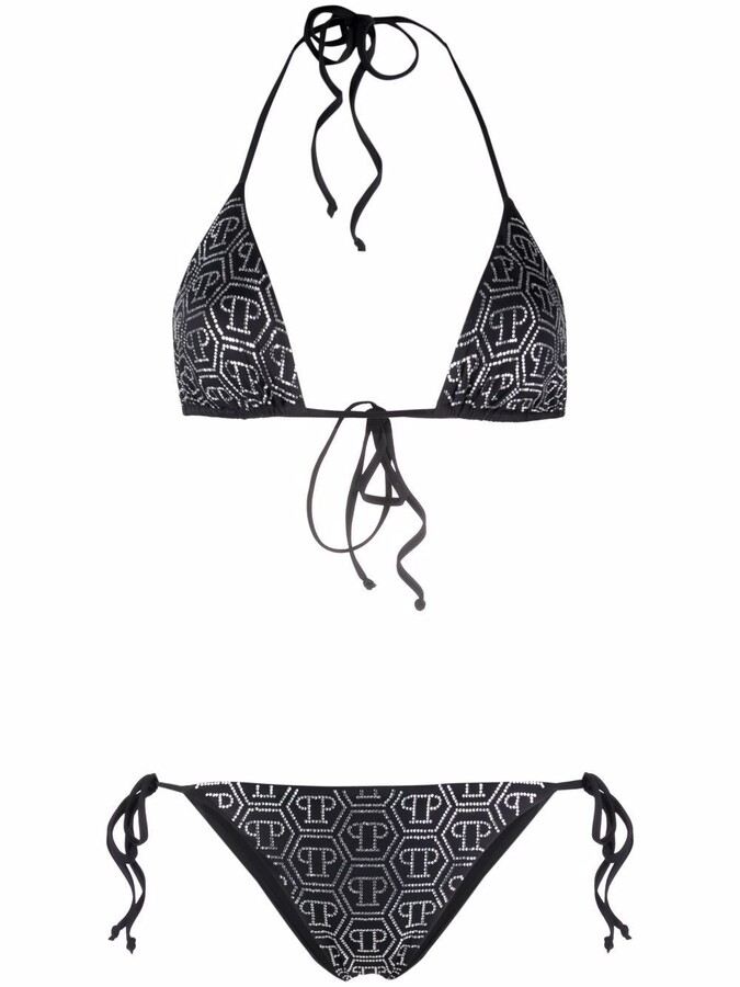 Philipp Plein Crystal-Embellished Monogram Bikini - ShopStyle Two