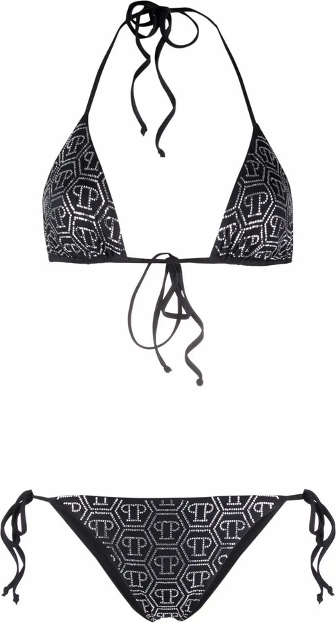 Philipp Plein CrystalEmbellished Monogram Bikini ShopStyle Two Piece