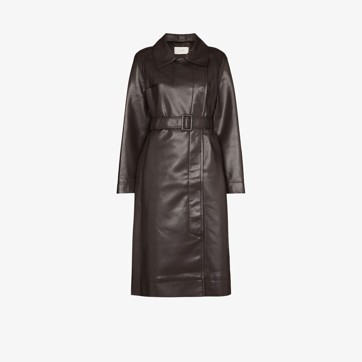 LVIR Belted Faux Leather Trench Coat - ShopStyle