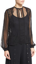 Thumbnail for your product : Haute Hippie The Lace Widow Silk Blouse, Black