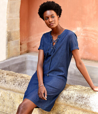 Anne Weyburn Organic Cotton Shift Dress With Short Sleeves