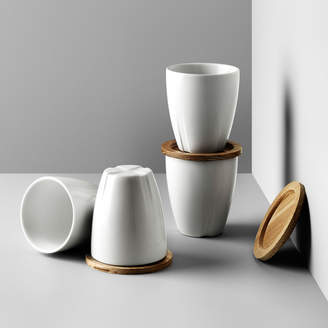 Kosta Boda Porcelain Mug with Oak Lid (Set of 2)