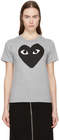 comme des garcons play grey and black large heart tshirt