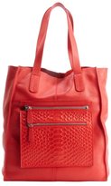 Thumbnail for your product : L.A.M.B. red leather 'Beulah II' zip pouch tote bag