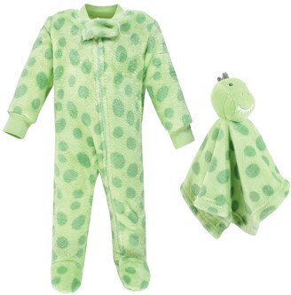 Hudson Baby Baby Boys Flannel Plush Coveralls with Security Blanket
