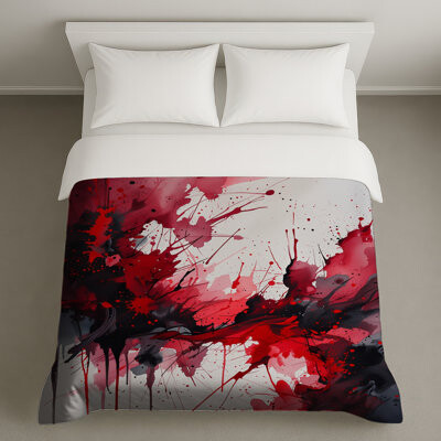 VisionDecor Red Black Splatter Bedding Abstract Duvet Cover Contemporary