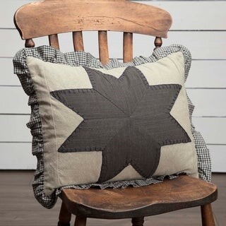 VHC Primitive 18x18 Pillow Tea Star Bedding Tan Cotton Star Appliqued 
