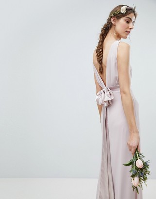 TFNC Tall wedding sateen bow back maxi dress