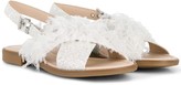 Thumbnail for your product : Florens TEEN feather-trim sandals