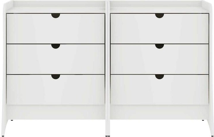 Manhattan Comfort Coney Mid-Century Modern White 3-Drawer 27.55 in. Wide Dresser (Set of 2)