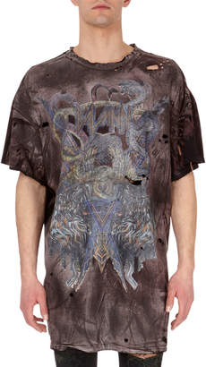 Balmain Distressed Faded-Graphic T-Shirt