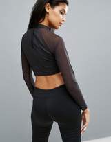 Thumbnail for your product : Reebok Long Sleeve Mesh Crop Top