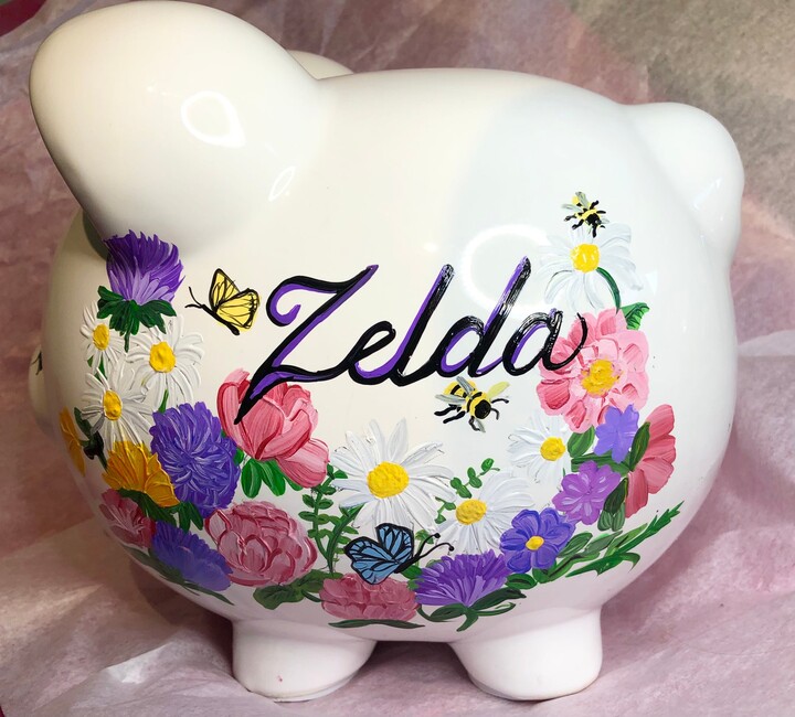 Etsy Custom Painted Piggy Bank Personalized Nursery Decor