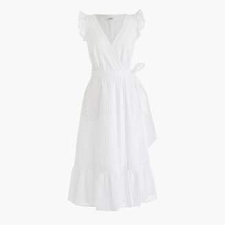 j crew midi wrap dress in allover eyelet