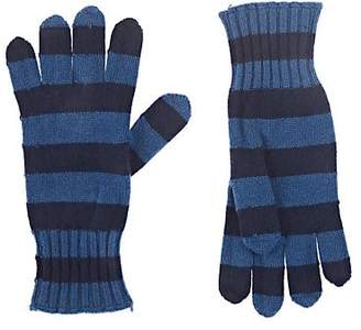 Barneys New York Women's Striped Cashmere Gloves - Blue