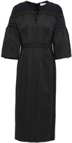 Thumbnail for your product : Amanda Wakeley Woven-paneled Grosgrain-trimmed Cloque Midi Dress