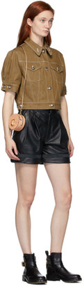 Chloé Black Textured Leather Shorts