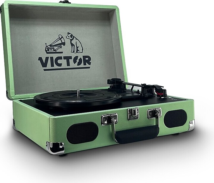 Victor Metro Plus Bluetooth Suitcase Turntable 3-Speed Vinyl Record Player with Speakers, Mint