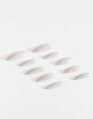 Elegant Touch Stiletto Holographic Silver False Nails