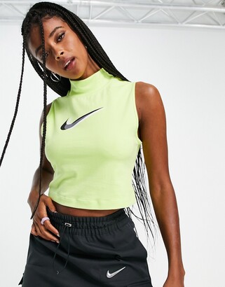 Nike Dance mock neck sleeveless top in oil green