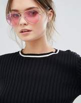 Thumbnail for your product : Jeepers Peepers Aviator Sunglasses With Pink Tinted Lens