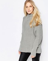 Thumbnail for your product : Vila Indie High Neck Textured Jumper In Grey
