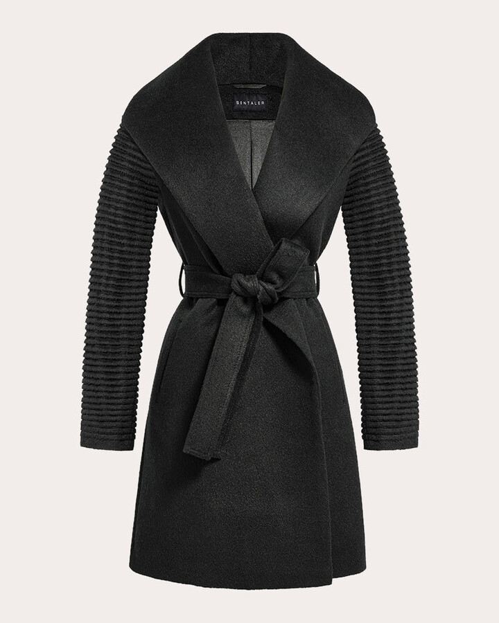 Sentaler Baby Alpaca Ribbed Sleeve Wrap Coat