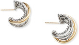 Thumbnail for your product : David Yurman DY Crossover Huggie Hoop Earrings w/ 18k Gold