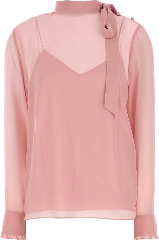 Gucci GG Georgette Tie-Detailed Top