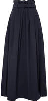 Brunello Cucinelli - Belted Cotton-blend Poplin Maxi Skirt - Navy
