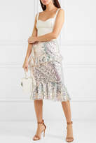 Thumbnail for your product : Needle & Thread Scarlett Ruffled Sequined Tulle Midi Skirt - Gold