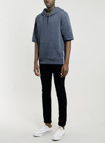 Thumbnail for your product : Topman Blue Short Sleeve Overhead Hoody With Side Zips