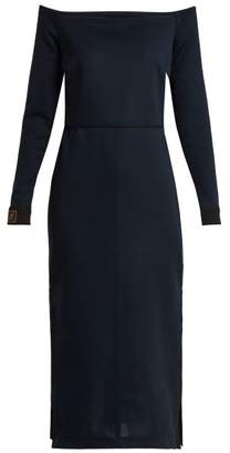 Fendi Off The Shoulder Midi Dress - Womens - Navy