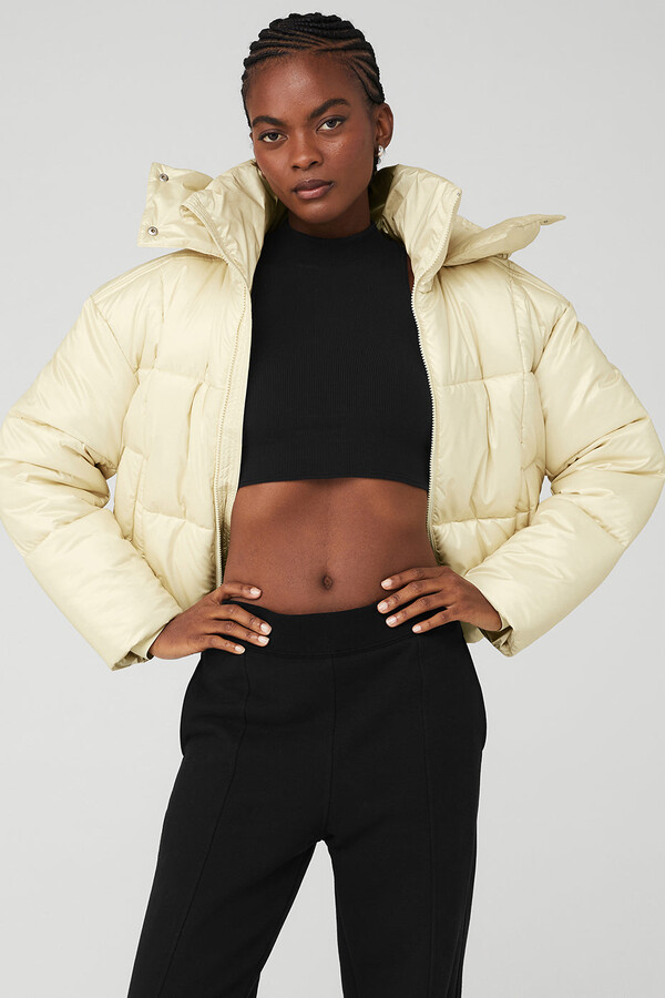 Alo Yoga Pearlized Pristine Puffer Jacket in French Vanilla Yellow, Size:  XS