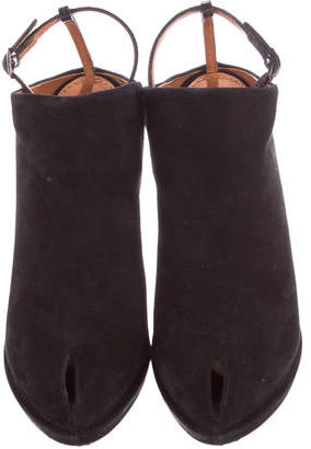 Givenchy Suede Peep-Toe Wedge Booties