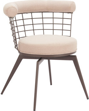 Zuo Hospitality Saku Swivel Dining Chair Beige & Brown